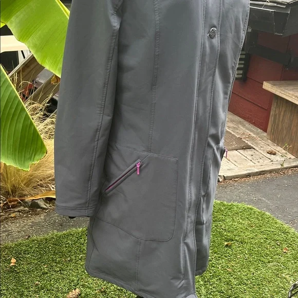 TITLE NINE Women's Gray softshell Trench Coat with Purple accents - Picture 8 of 14
